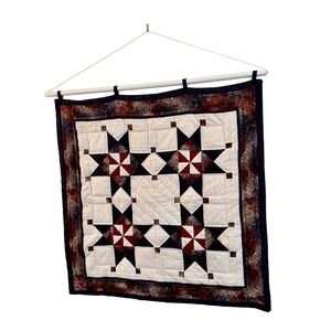 Handmade Quilt Wall Hanging Americana Star Pattern Rustic Farmhouse Decor
